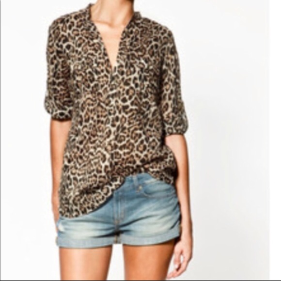 Zara Tops - Zara Basic Leopard Print Blouse